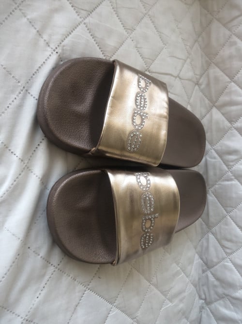 Bebe fashion rose gold slides