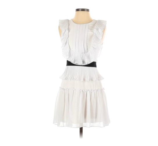 ExBrands NEW BCBGMAXAZRIA WHITE BRITT PLEATED RUFFLE DRESS